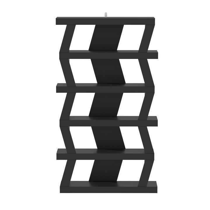 FUFU&GAGA Modern 5-Tier Bookshelf – Stylish and Functional Storage, (35.4" W x 11.5" D x 63.8" H),Black