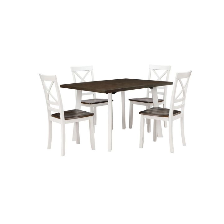 Dera 21 Inch Dining Chair Set of 2, Crossed Back, White Rubberwood Frame - Benzara