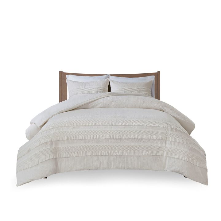 Gracie Mills Patrice Classic Comfort: 3-Piece Cotton Seersucker Comforter Ensemble