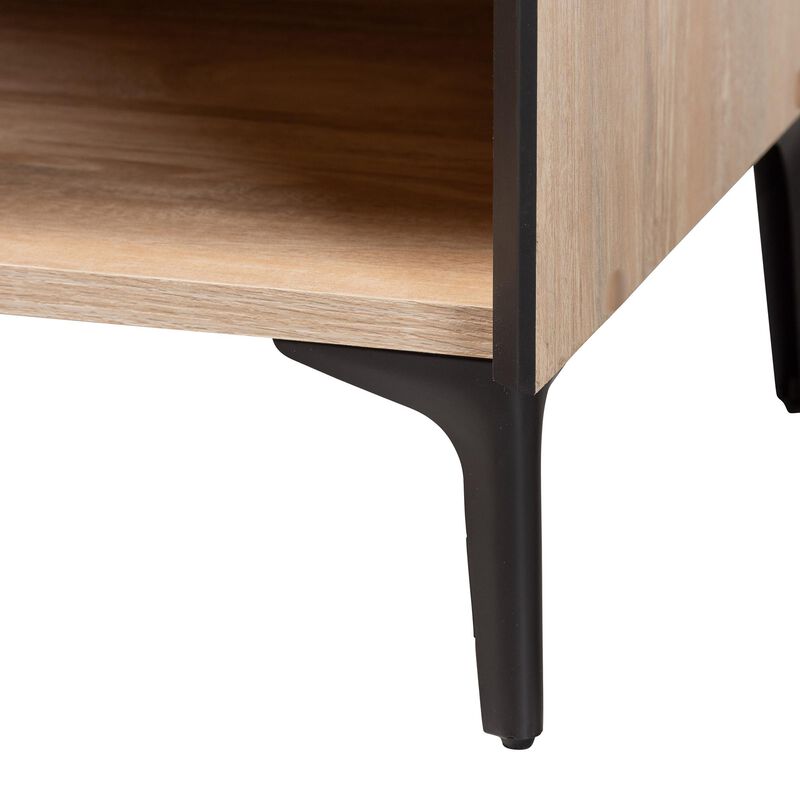 Baxton Studio Malcolm Mid Century Modern Oak Brown Wood Shoe Cabinet with Flipper Doors