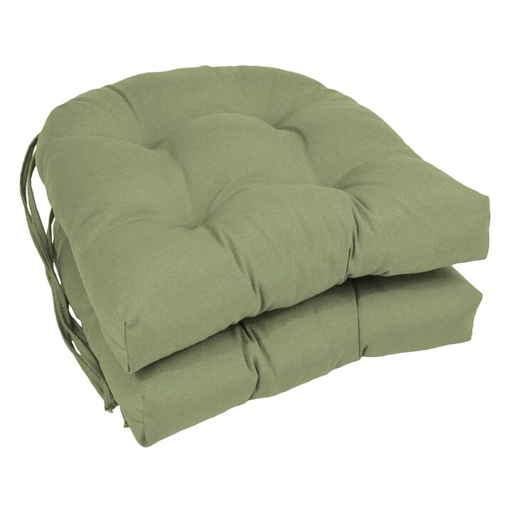 Blazing Needles 16-inch Solid Twill U-shaped Tufted Chair Cushions (Set of 2)
