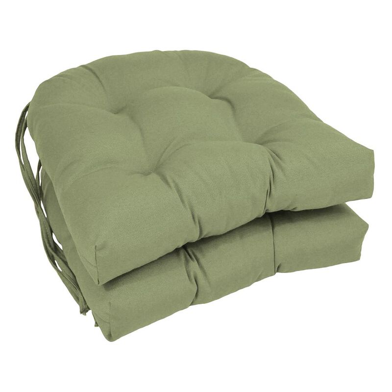 Blazing Needles 16-inch Solid Twill U-shaped Tufted Chair Cushions (Set of 2)