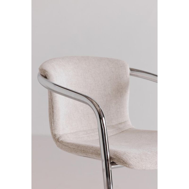 Moe’s Freeman Chrome Frame Counter Stool Blended Cream-Set Of Two