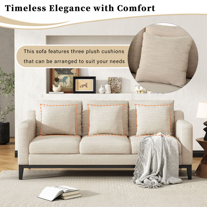 Merax Comfy 3-seat Sofa with Wooden Legs