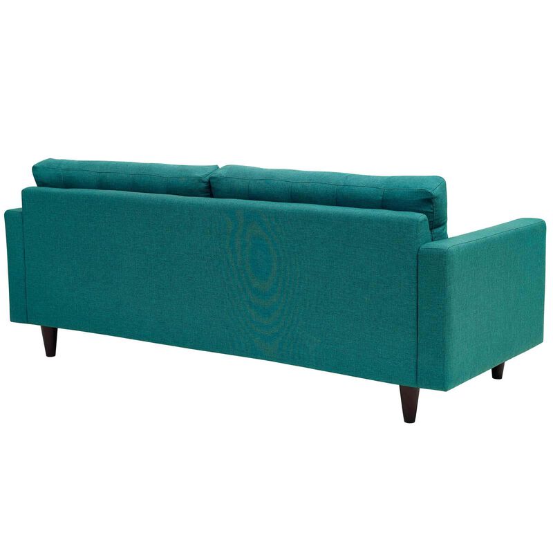 Modway Empress Mid-Century Modern Upholstered Fabric Sofa and Armchair Set in Teal