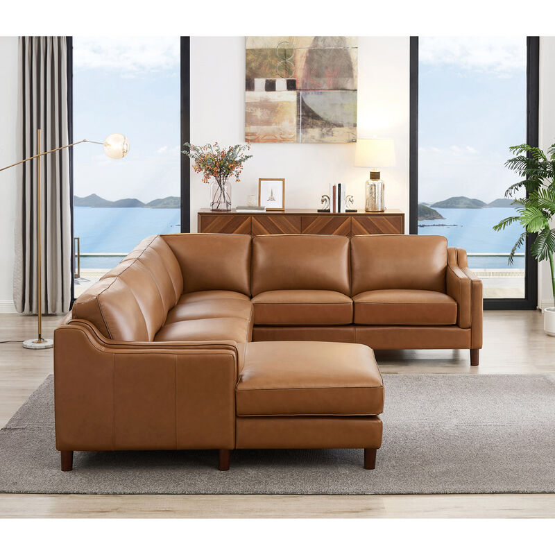 Bella Top Grain Leather U-Shaped Sectional with Left Chaise