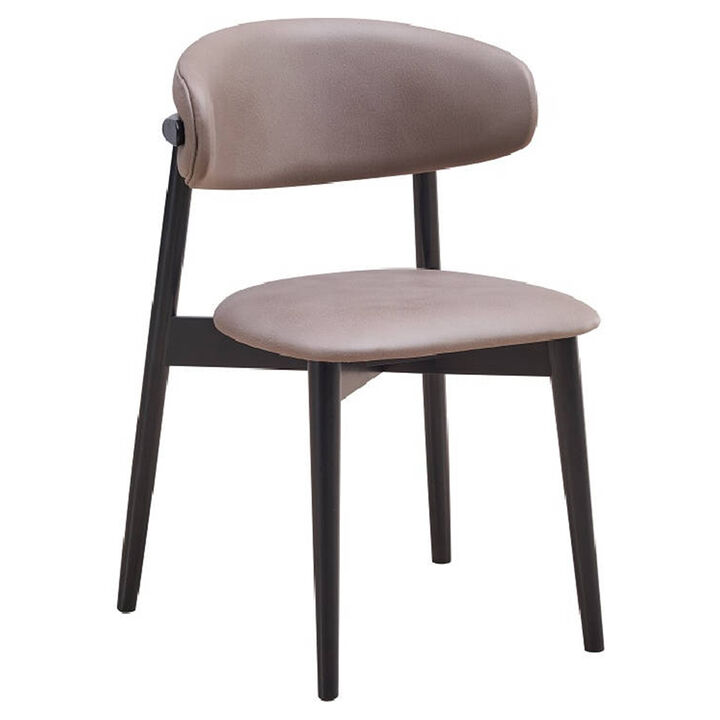 Anae 23 Inch Side Dining Chair Set of 2, Turned Legs, Gray Fabric, Black - Benzara