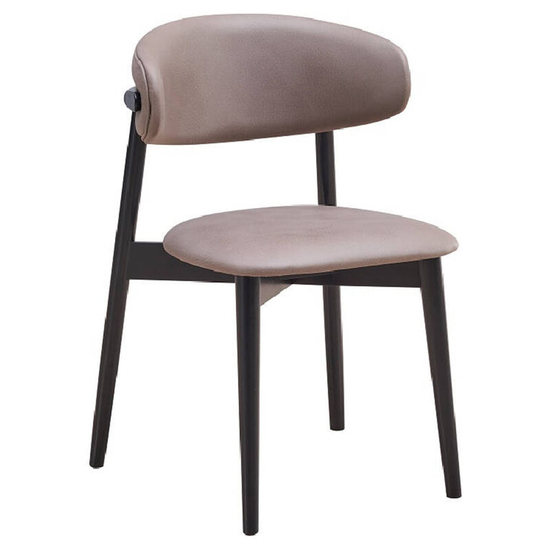 Anae 23 Inch Side Dining Chair Set of 2, Turned Legs, Gray Fabric, Black - Benzara