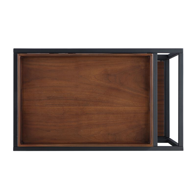Inspired Home Ron Bar Cart Serving Tray with Caster