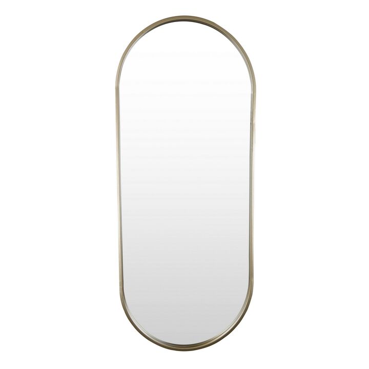 Fenny Wall Mounted Mirror Decor, Oval Shape, 16 x 40, Champagne Metal - Benzara