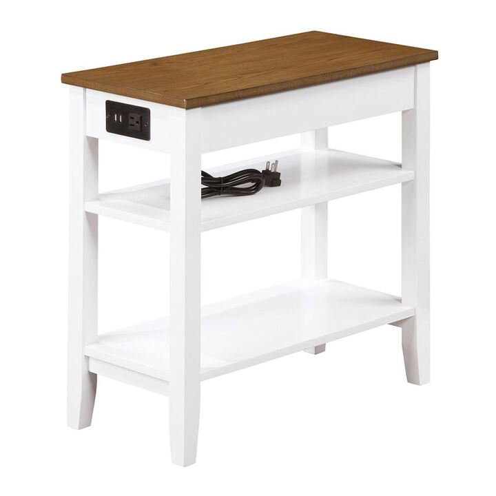 Convenience Concepts American Heritage 1 Drawer Chairside End Table with Charging Station and Shelves