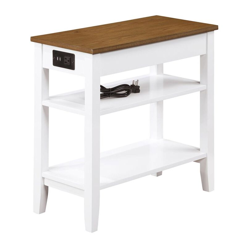 Convenience Concepts American Heritage 1 Drawer Chairside End Table with Charging Station and Shelves