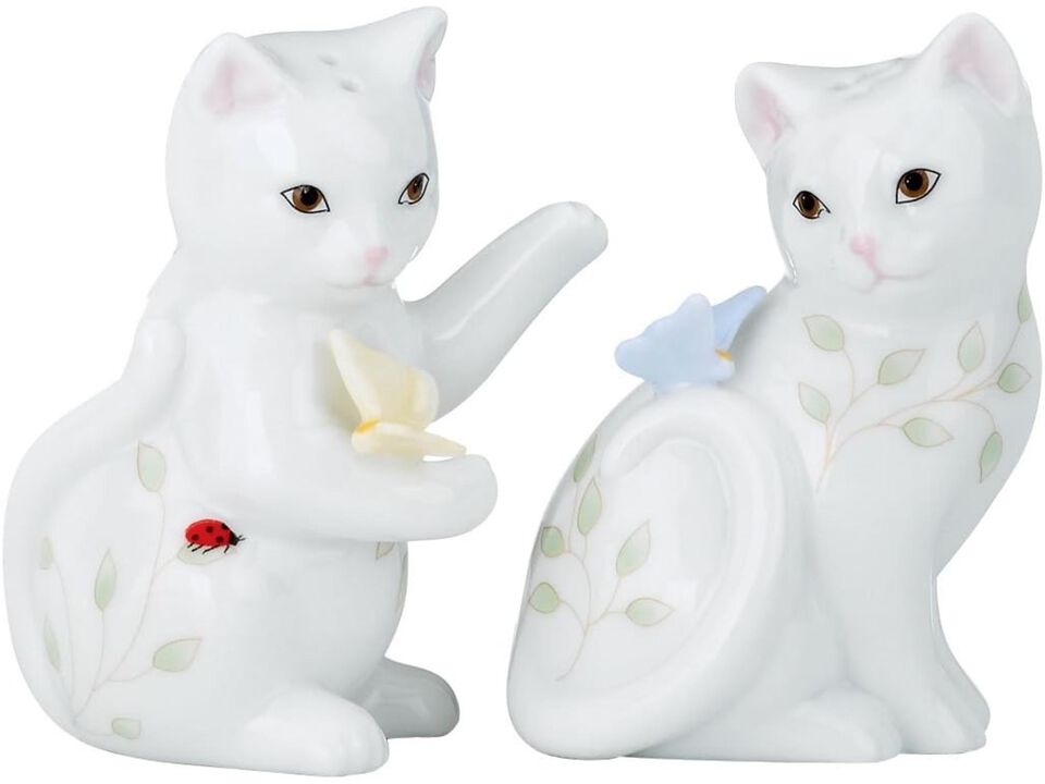 Lenox Butterfly Meadow Figural Kitten Salt and Pepper Set