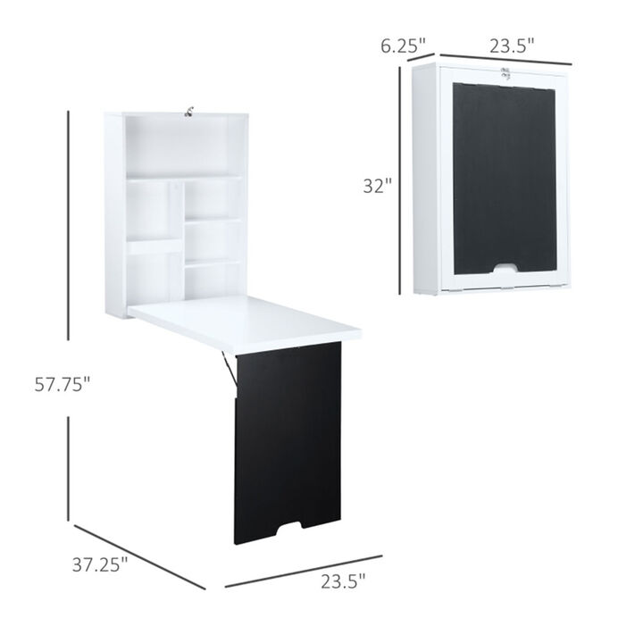 Wall-Mounted Work Desk Cabinet with Fold-Down Table