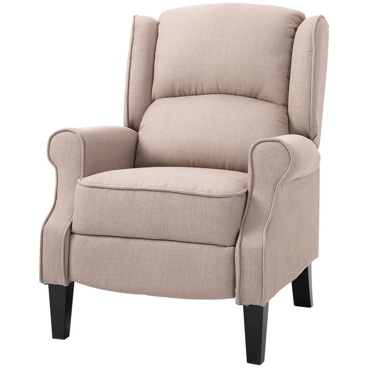 HOMCOM Wingback Heated Vibrating Massage Chair, Accent Sofa Vintage Upholstered Massage Recliner Chair Push-back with Remote Controller, Beige
