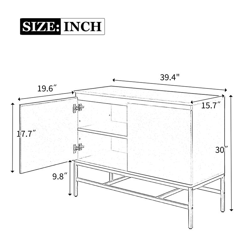 Minimalist Luxury Cabinet Two Door Sideboard With Gold Metal Legs For Living Room, Dining Room