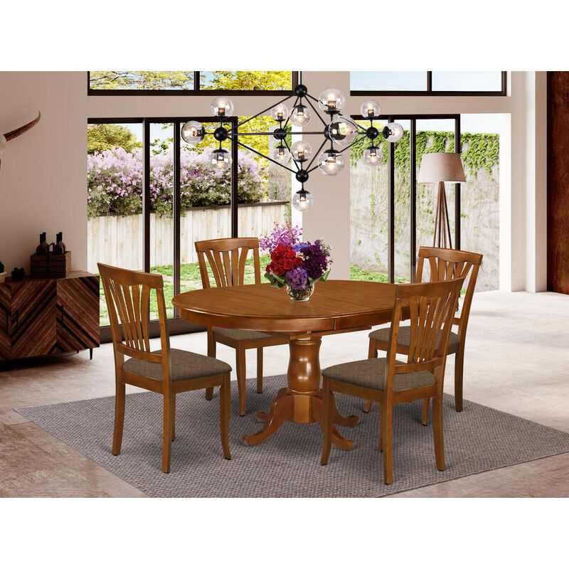 East West Furniture POAV5-SBR-C 5 Pc Dining room set for 4- Kitchen dinette Table and 4 Dining Chairs