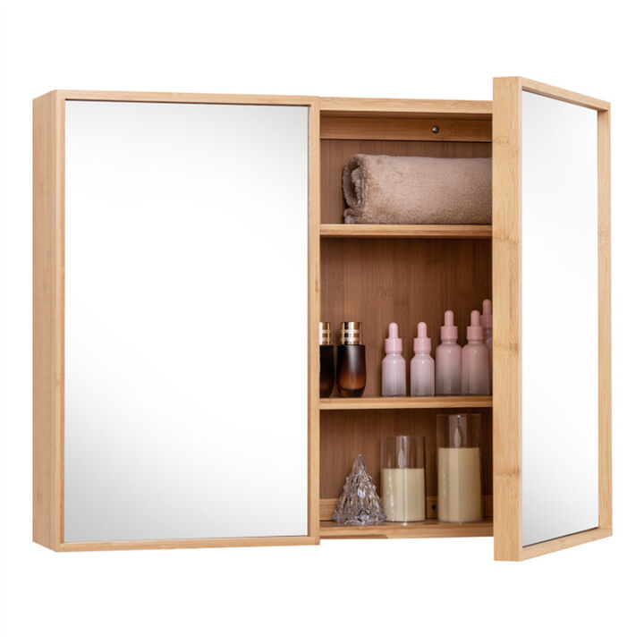 Wall-Mounted Bathroom Cabinet with Mirror, Storage Cabinet with Adjustable Shelves