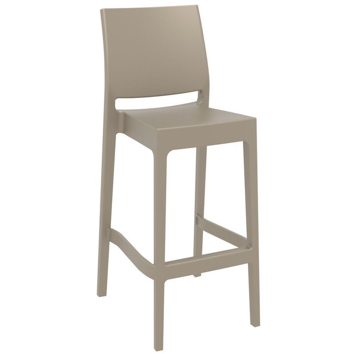 42.5" White Solid Patio Bar Stool