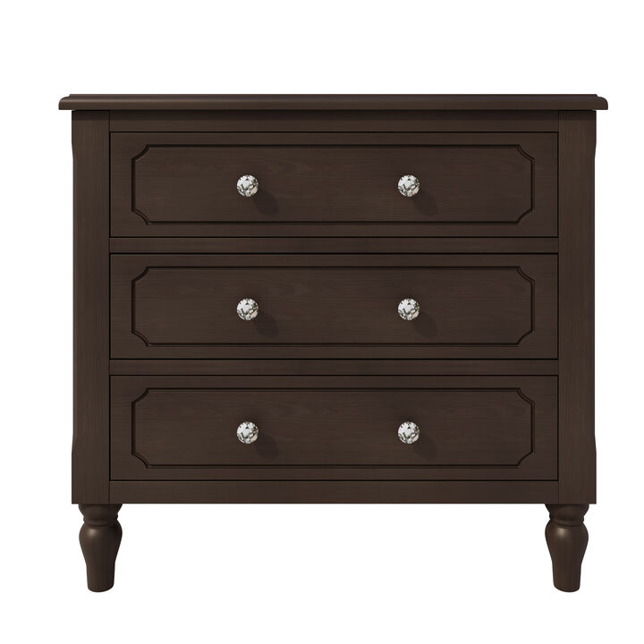 Merax Vintage Nightstand with 3 Drawers
