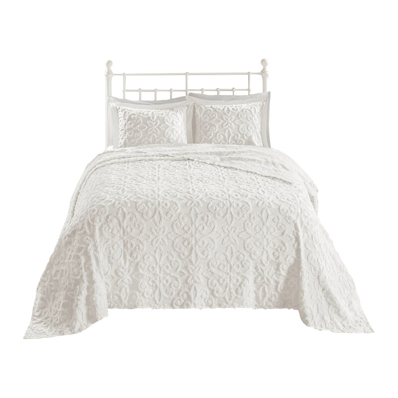 Gracie Mills Eldridge 3-Piece Tufted Chenille Floral Medallion Bedspread Set