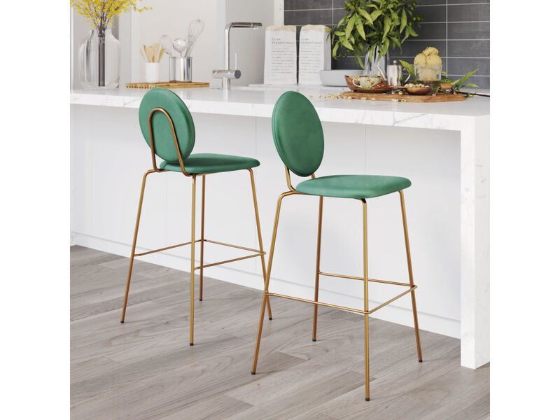 Odessa Barstool (Set of 2) Green & Gold