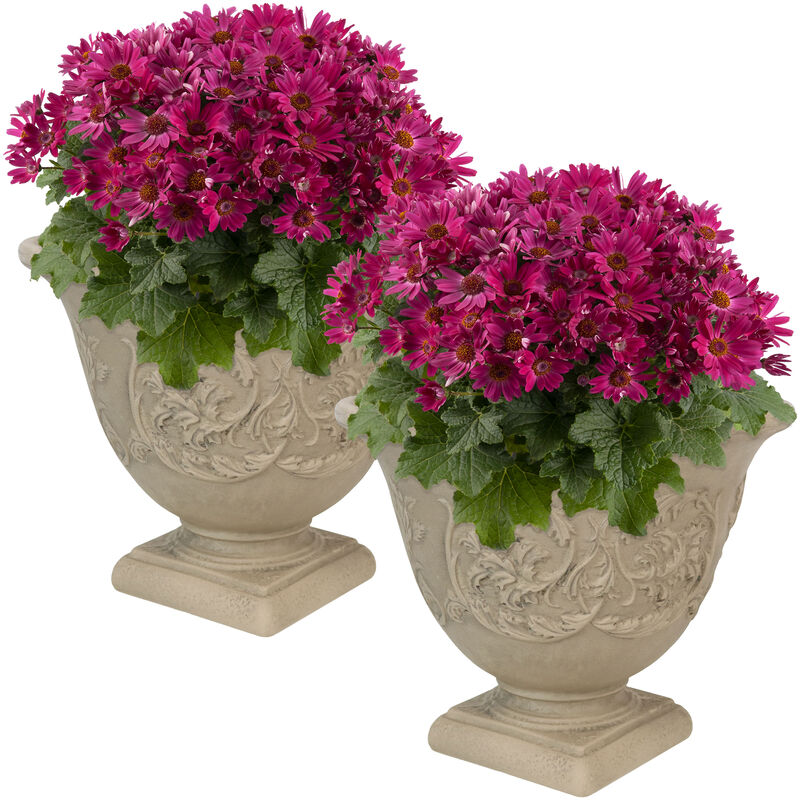 Sunnydaze Darcy Dual-Wall Polyresin Planter - Beige