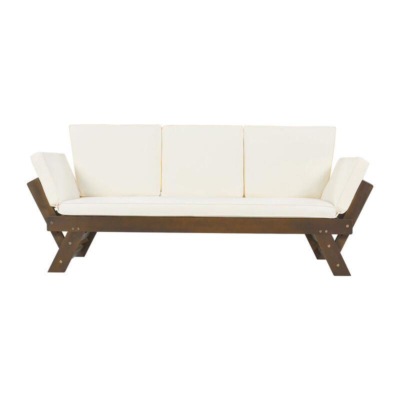 Merax Solid Outdoor Adjustable Patio Wooden Daybed Sofa