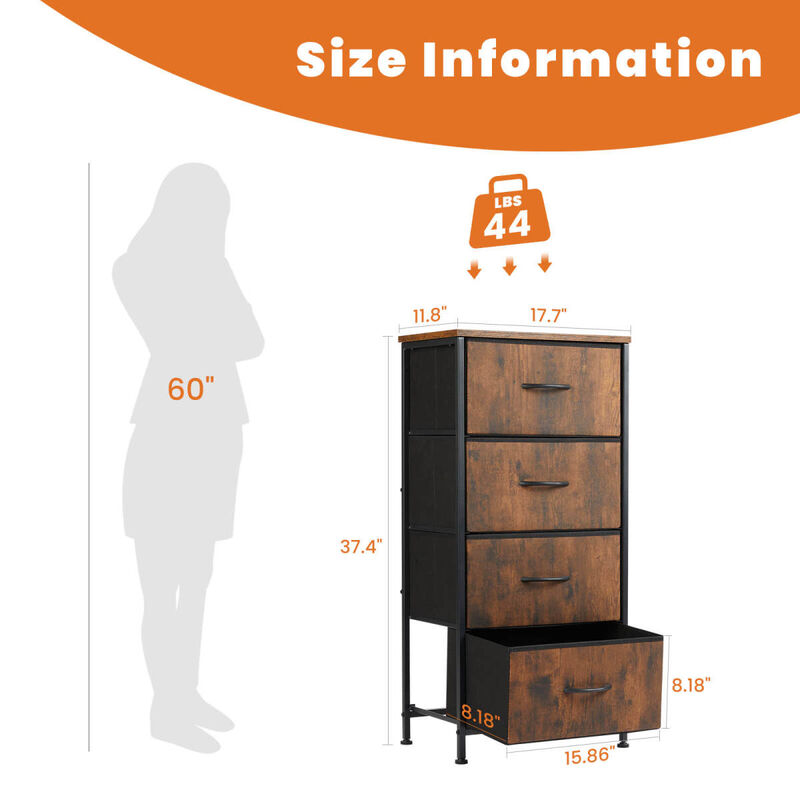 Drawers Dresser Chest Of Drawers, Metal Frame And Wood Top Brown