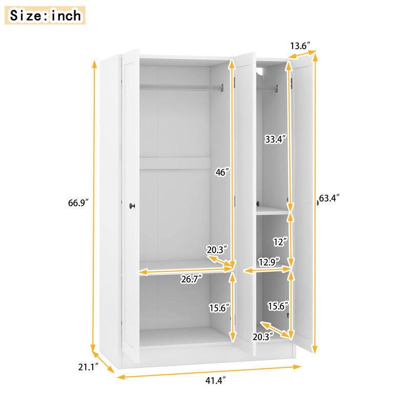 Merax 3 Doors Wardrobe Armoire Closet