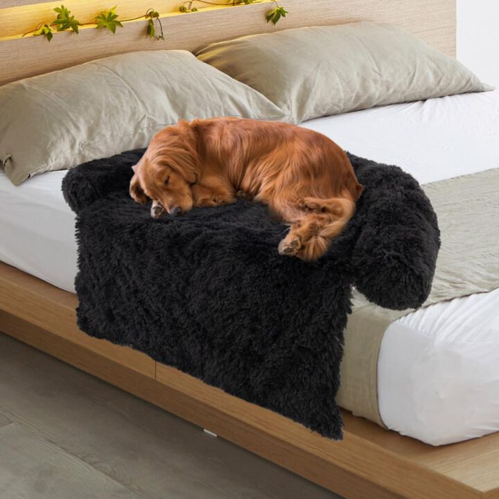 Hivvago Plush Calming Dog Couch Bed with Anti-Slip Bottom