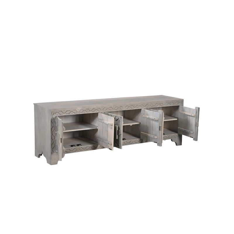Taran Designs Grayson 6-door Carved Solid Wood TV Stand