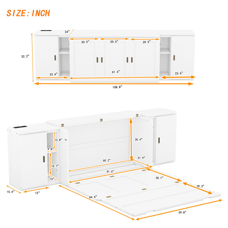 Merax Murphy Bed Cabinet with Shelves