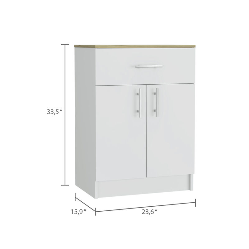 Wilmington 1-Drawer Rectangle Pantry Cabinet White And Light Oak