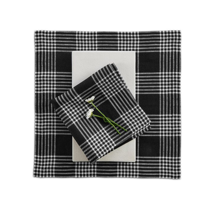 Solino Home 100% Pure Linen 14 x 14 Inch Square Placemats Set of 4 | Glen Check