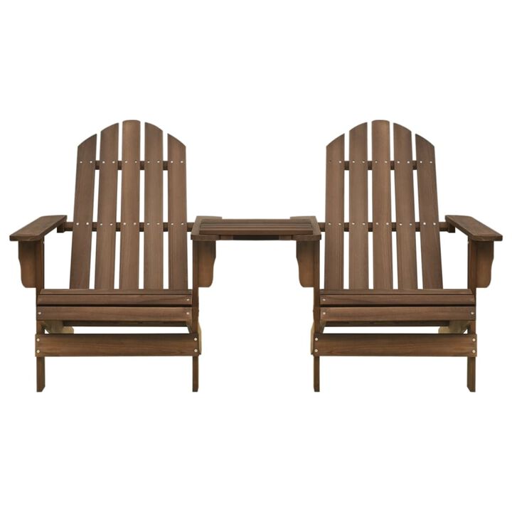 vidaXL Patio Adirondack Chairs with Tea Table Solid Wood Fir Brown