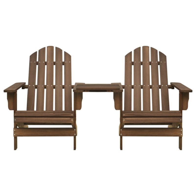 vidaXL Patio Adirondack Chairs with Tea Table Solid Wood Fir Brown