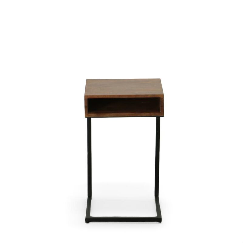 Carolina Living Dashiel Cubby C-Form Table - Chestnut/Black