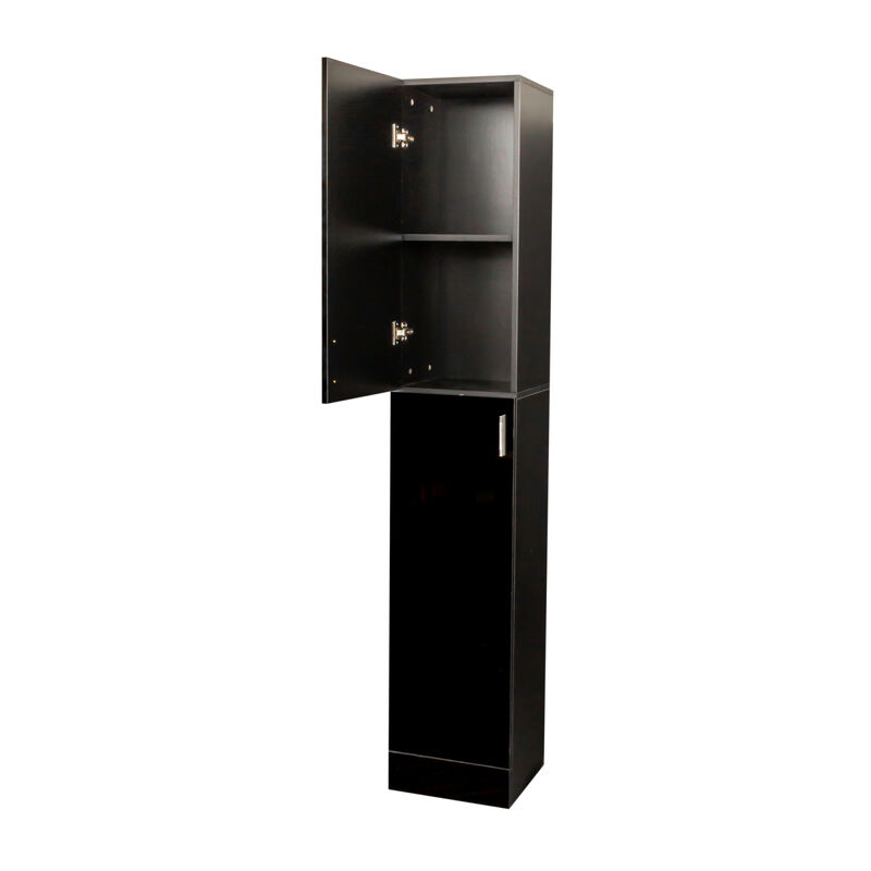 Freestanding Cabinet With Inadjustable Shelves And Two Doors For Kitchen, Dining Room, Black