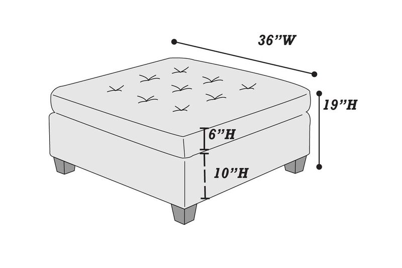 Tufted Cocktail Ottoman Antique Grey Breathable Leatherette 1 Piece Cushion Ottoman Seat Wooden Legs