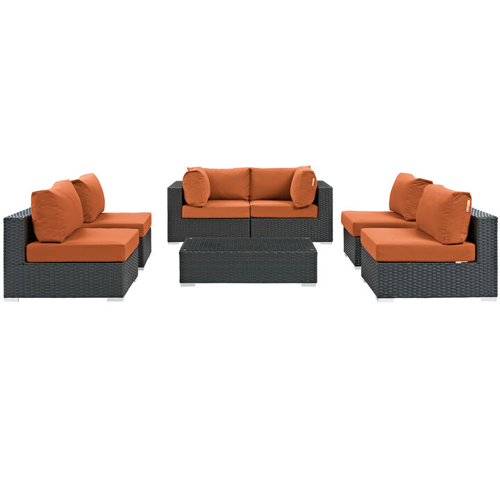 Sojourn 7 Piece Outdoor Patio Sunbrella Sectional Set - Canvas Tuscan