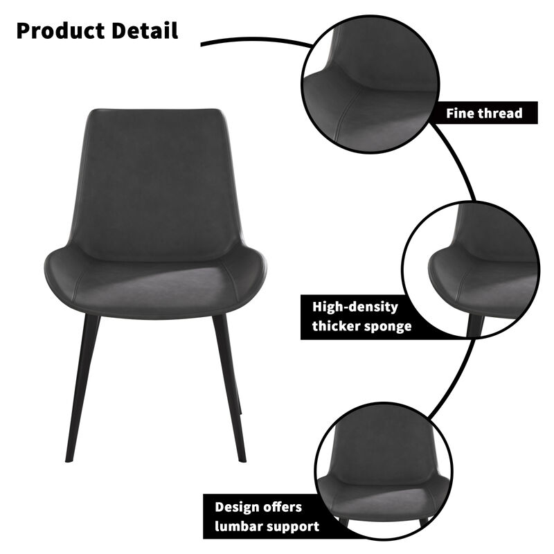 Modern Dining Chair Living Room Black Metal Leg Dining Chair-Grey-4 Pieces/Ctn