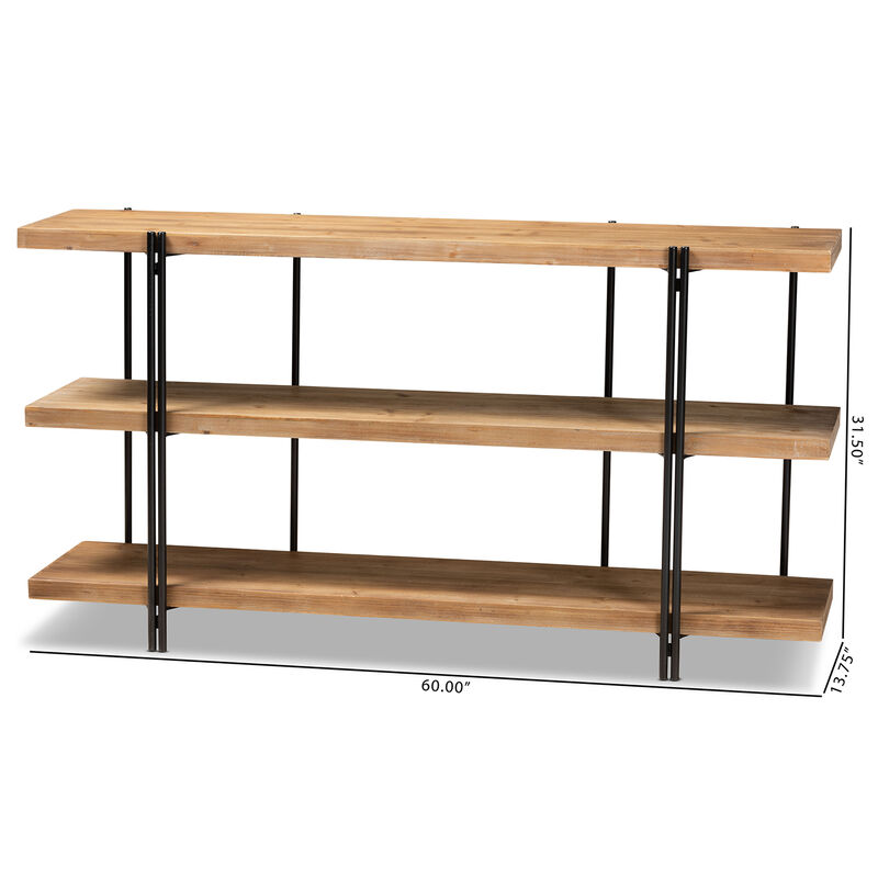 Baxton Studio Tarah Natural Brown Finished Wood And Black Finished Metal Console Table