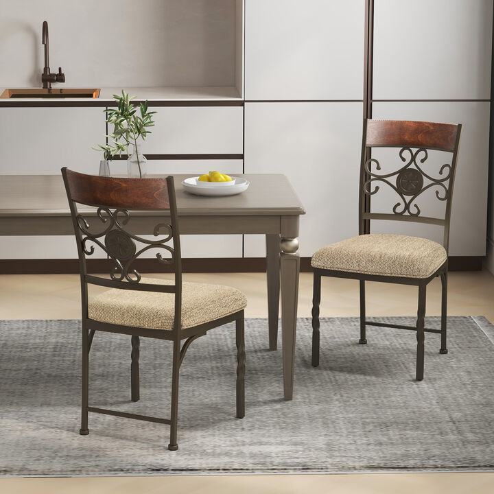 Set of 2 Armless Dining Room Chairs, Kitchen Chairs with Seat Cushions for Comfort and Style