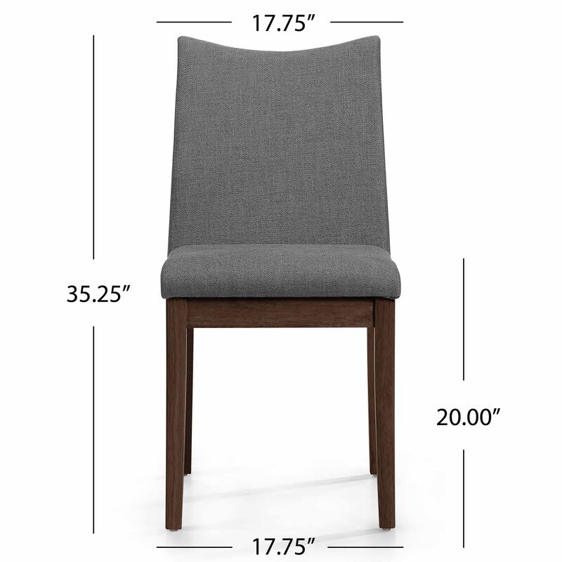 Heli Side Dining Chair, Set of 2, Curved, Gray Textured, Splayed Legs - Benzara