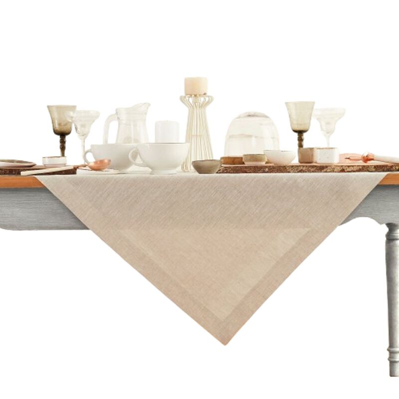 Solino Home 100% Pure Linen Table Throw 52 x 52 Inch | Athena