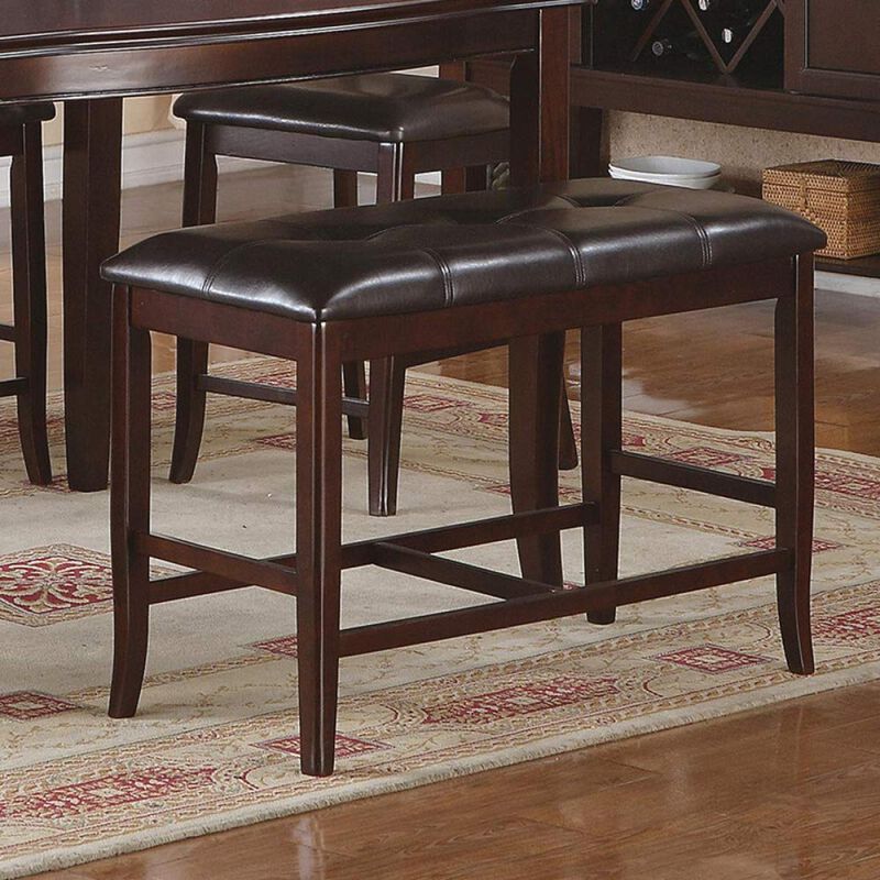 Brown Faux Leather Counter Height Bench