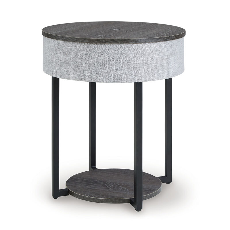 Seme Accent Table, Wireless Charging, Built In Speakers, 18 Inch, Gray - Benzara