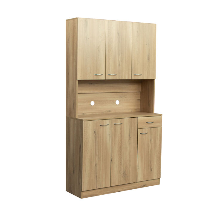 70.87" Tall Wardrobe & Kitchen Cabinet, With 6-Doors, 1-Open Shelves And 1-Drawer For Bedroom