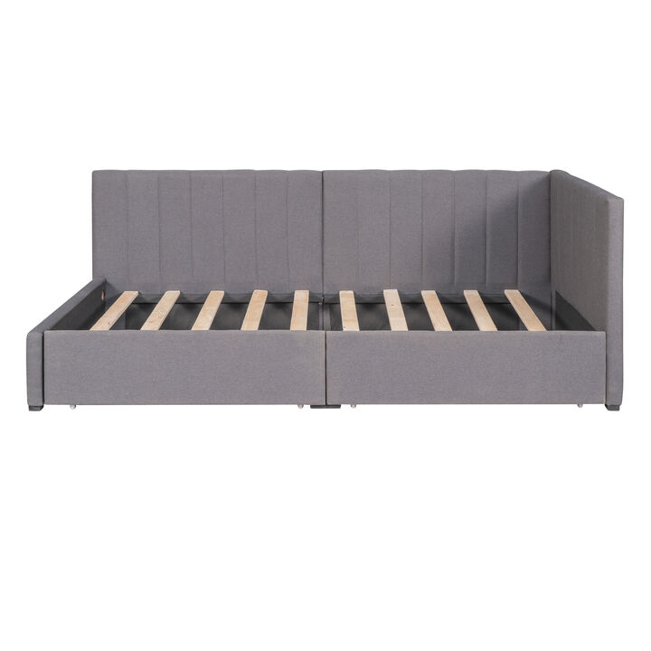 Upholstered Daybed with 2 Storage Drawers